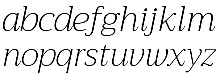 Trirong ExtraLight Italic Font LOWERCASE