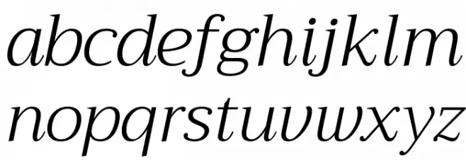 Trirong Light Italic Schriftart Kleinbuchstaben