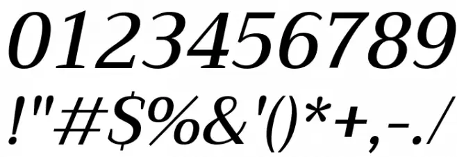 Trirong Medium Italic Font OTHER CHARS