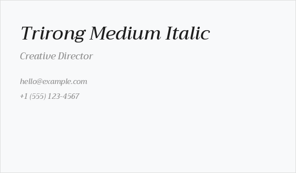 Trirong Medium Italic Business Card