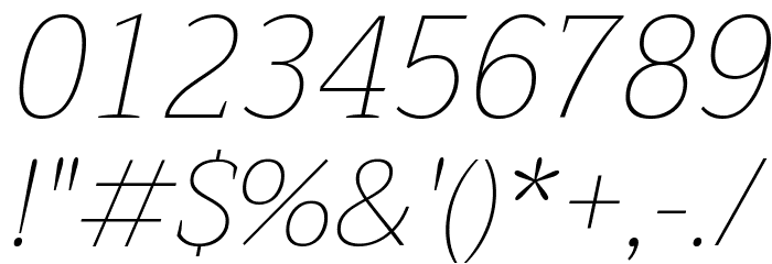 Trirong Thin Italic Font OTHER CHARS