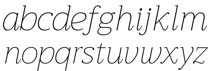 Trirong Thin Italic Font LOWERCASE
