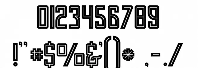 Tron Bold Inline Font OTHER CHARS