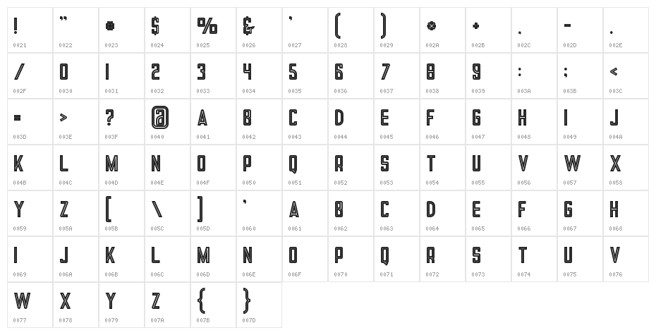Tron Bold Inline Character Map