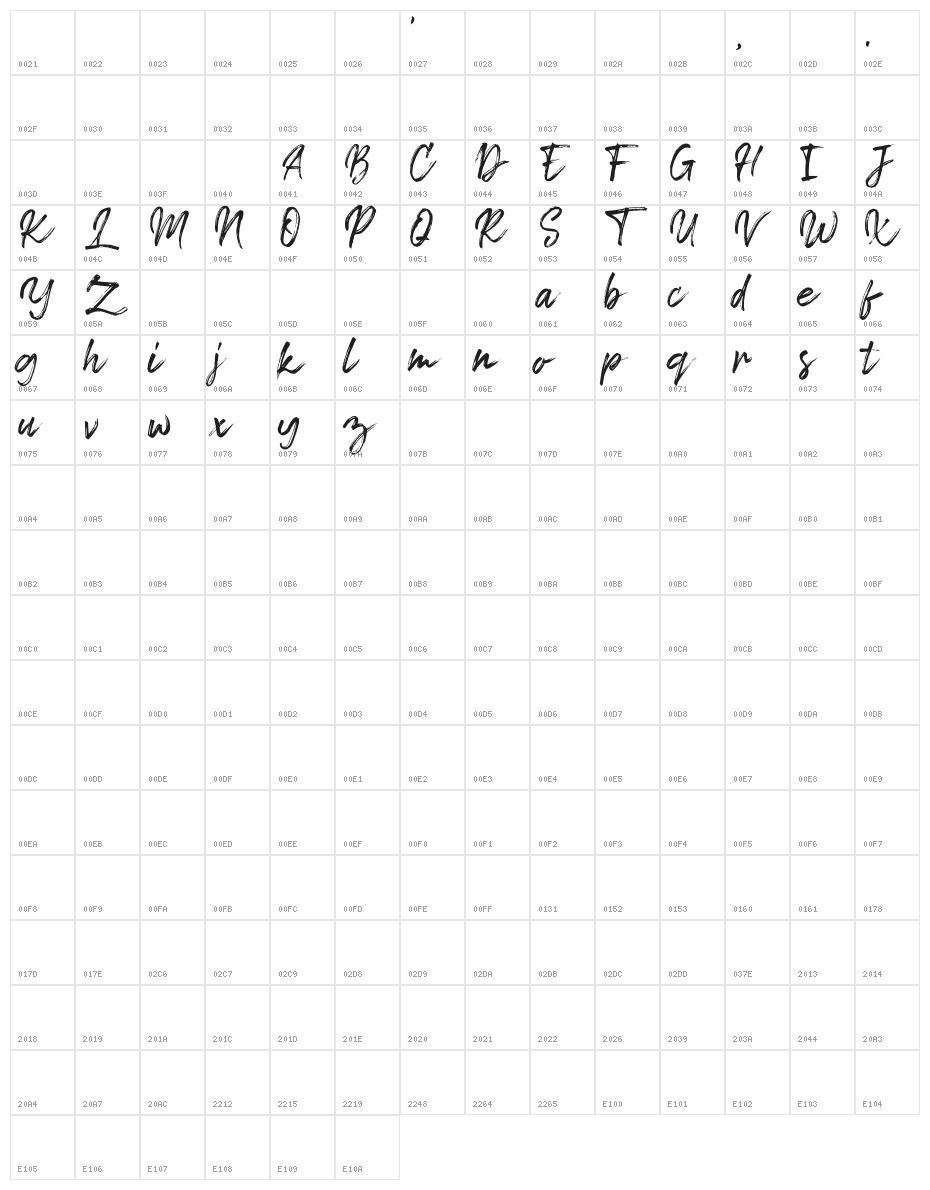 Tropical Summer Brush Character Map