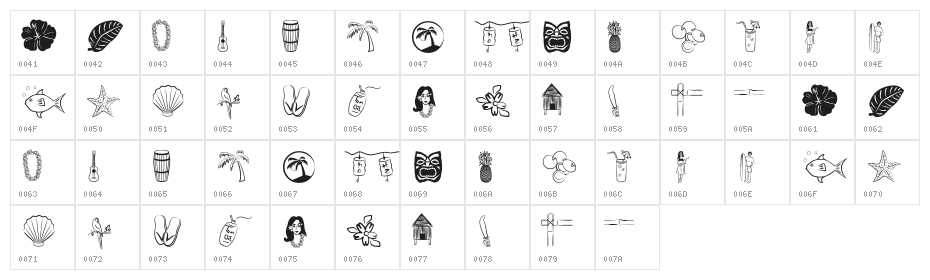 Tropicana BV Character Map