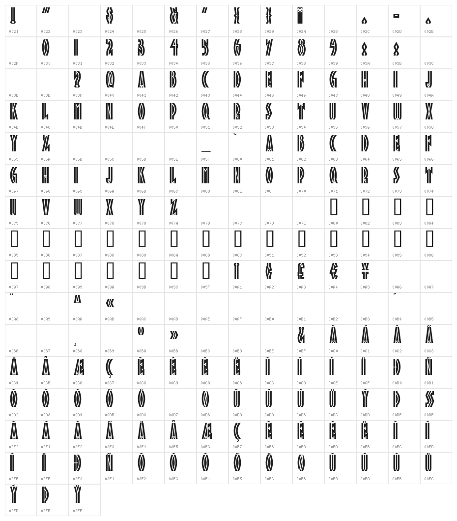 TropicanaNF Character Map