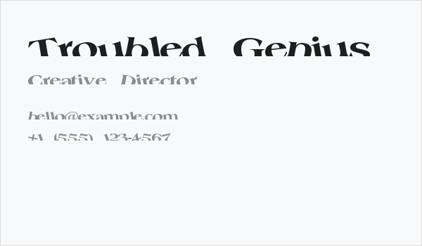 Troubled Genius Business Card