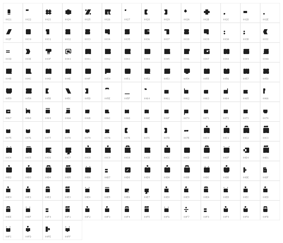 Trubik77 Regular Character Map