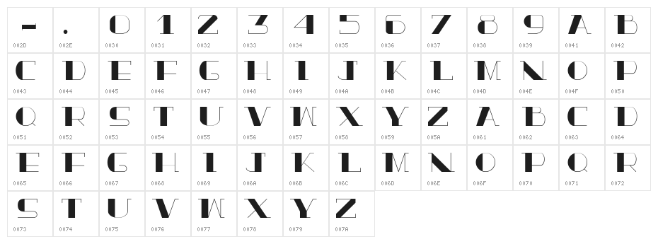TrueLove Bold Character Map