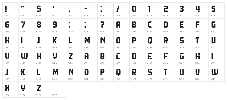 Trueborn Extended Character Map