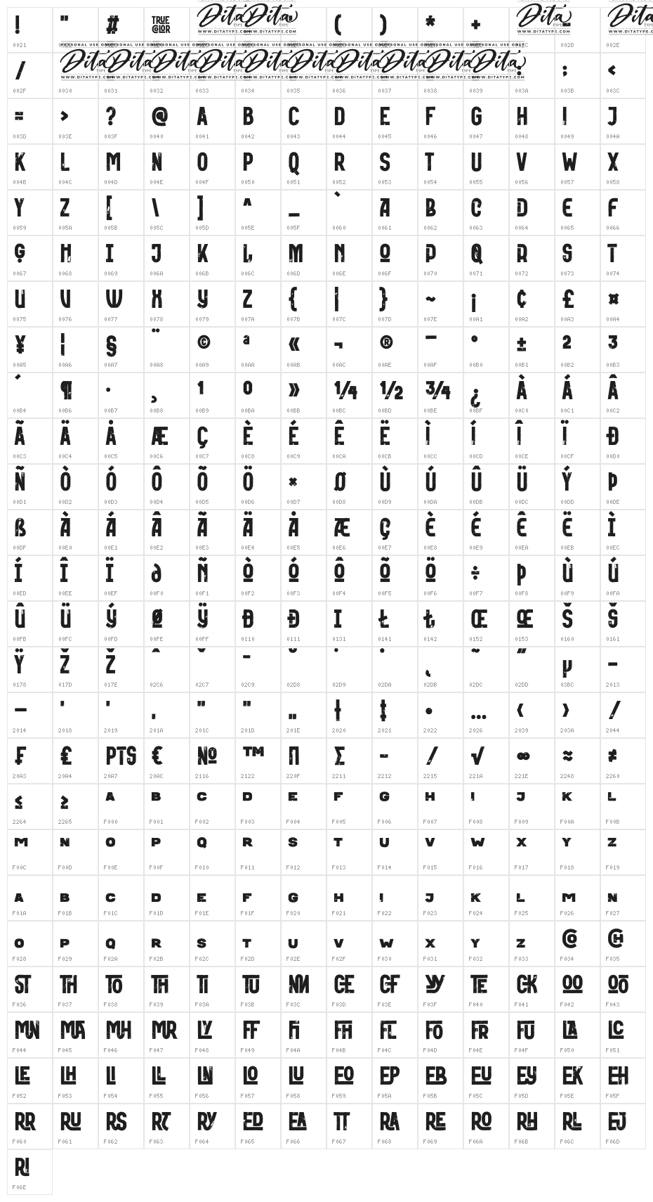 Truecolor Personal Use Character Map