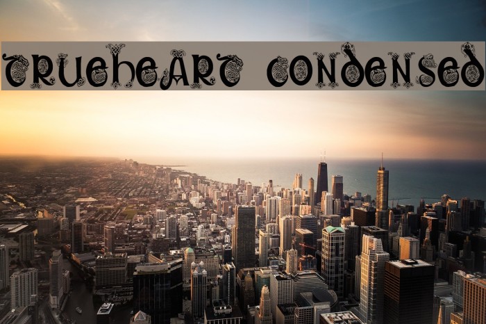 Trueheart Condensed Шрифта examples