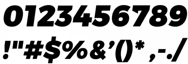 Trueno Black Italic Font OTHER CHARS