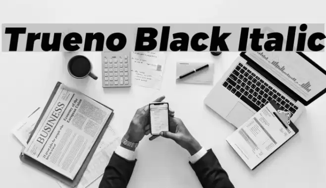 Trueno Black Italic Font examples