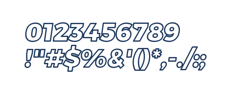 Trueno Black Outline Italic Other Characters