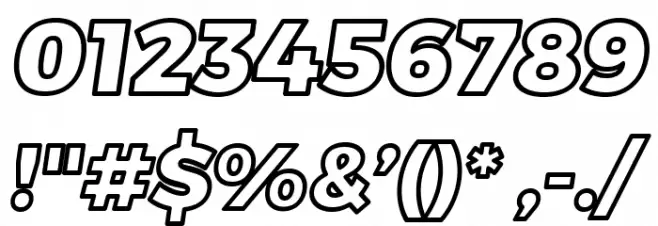 Trueno Black Outline Italic Font OTHER CHARS