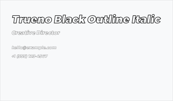 Trueno Black Outline Italic Business Card
