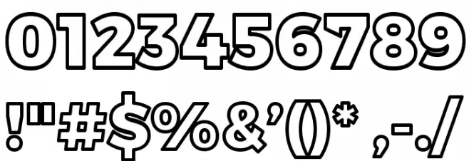 Trueno Black Outline Font OTHER CHARS