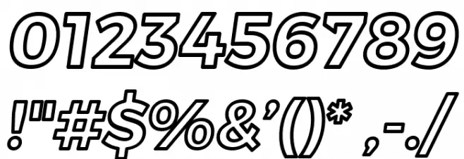 Trueno Bold Outline Italic Font OTHER CHARS