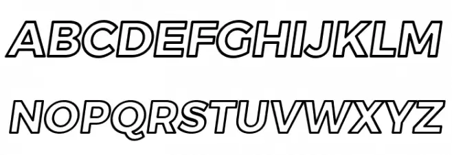 Trueno Bold Outline Italic Schriftart Groß