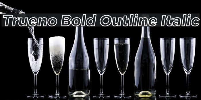 Trueno Bold Outline Italic Font examples