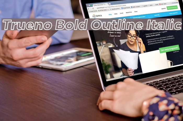 Trueno Bold Outline Italic Font examples