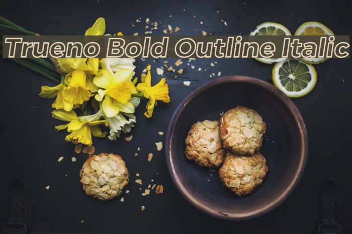 Trueno Bold Outline Italic Font examples