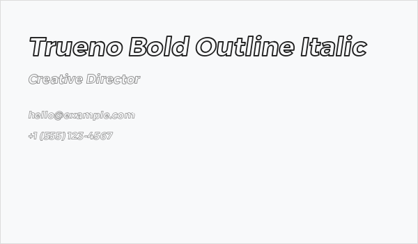 Trueno Bold Outline Italic Business Card