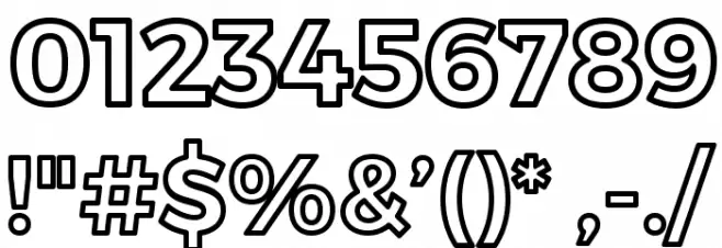 Trueno Bold Outline Font OTHER CHARS