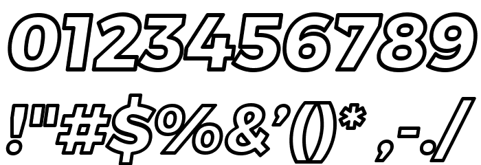 Trueno ExtraBold Outline Italic Font OTHER CHARS