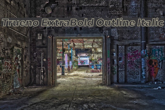Trueno ExtraBold Outline Italic Font examples