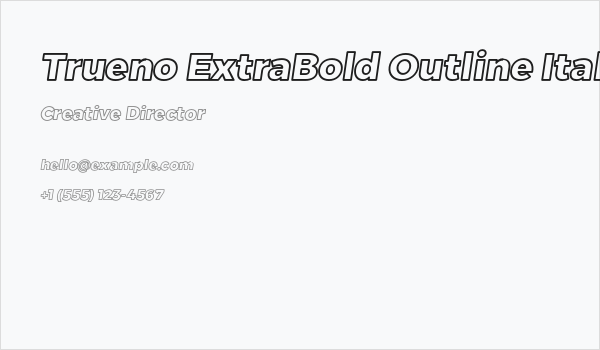 Trueno ExtraBold Outline Italic Business Card