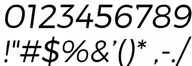 Trueno Light Italic Font OTHER CHARS