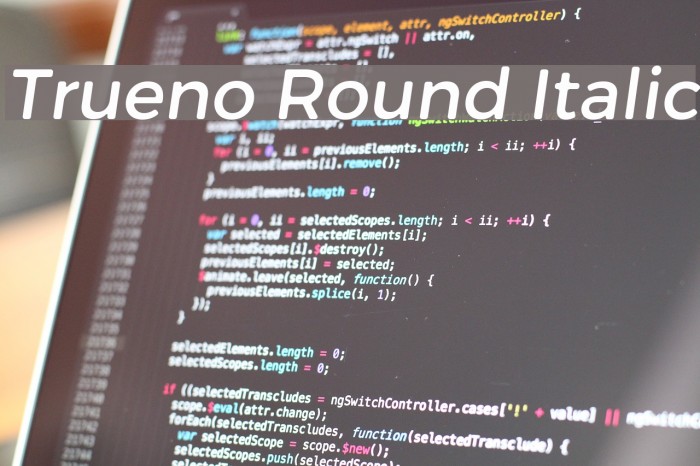 Trueno Round Italic Font examples
