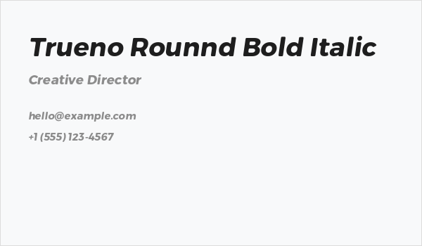 Trueno Rounnd Bold Italic Business Card
