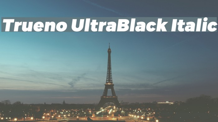 Trueno UltraBlack Italic Font examples