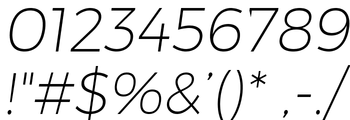 Trueno UltraLight Italic Font OTHER CHARS