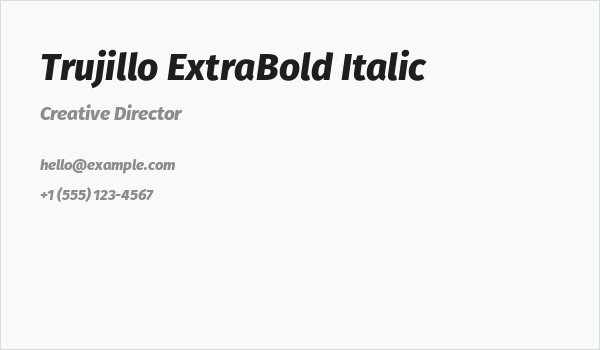 Trujillo ExtraBold Italic Business Card