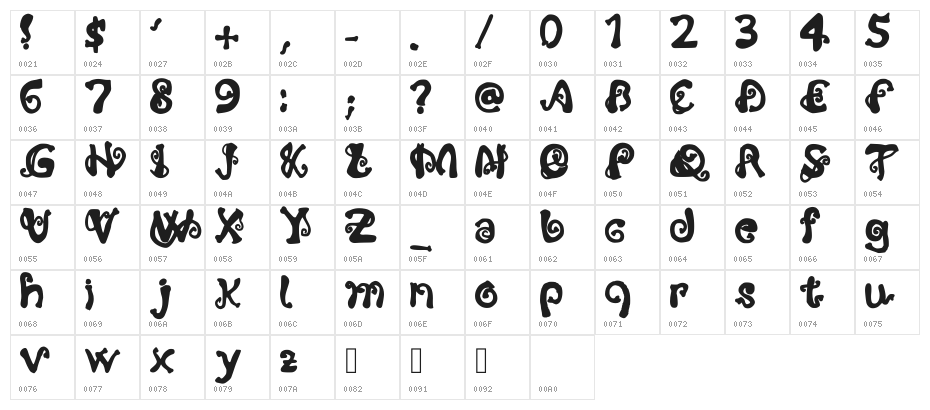 Trunk Up Regular Character Map