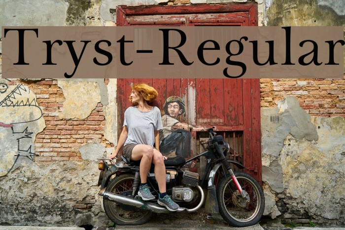 Tryst-Regular Font examples