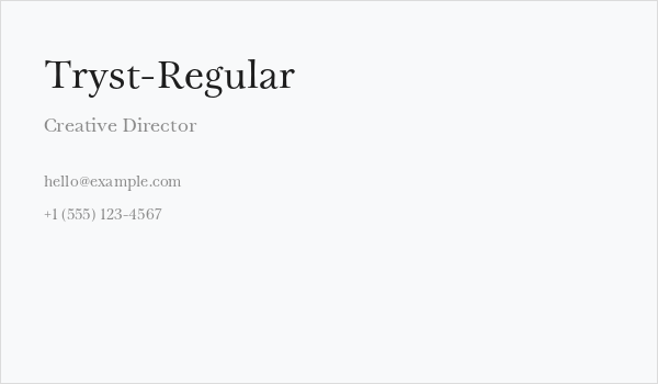 Tryst-Regular Business Card