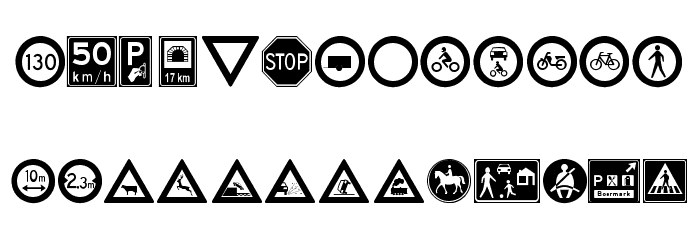 traffic signs tfb Font LOWERCASE