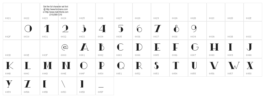 TSF et Compagnie Tryout Character Map
