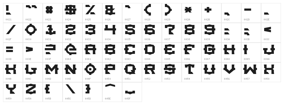 Tsa Normal Character Map