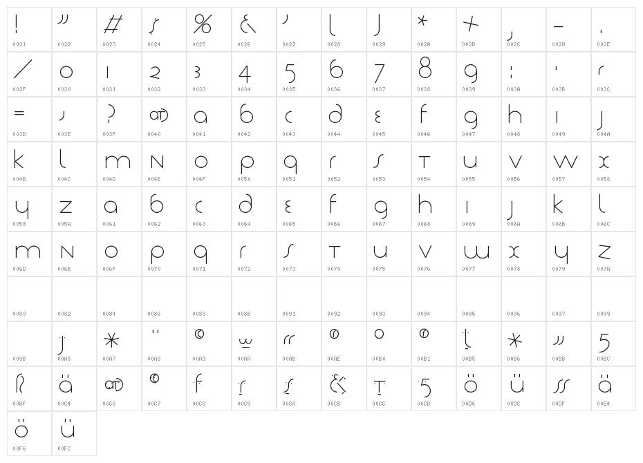 TschichLight-Light Character Map