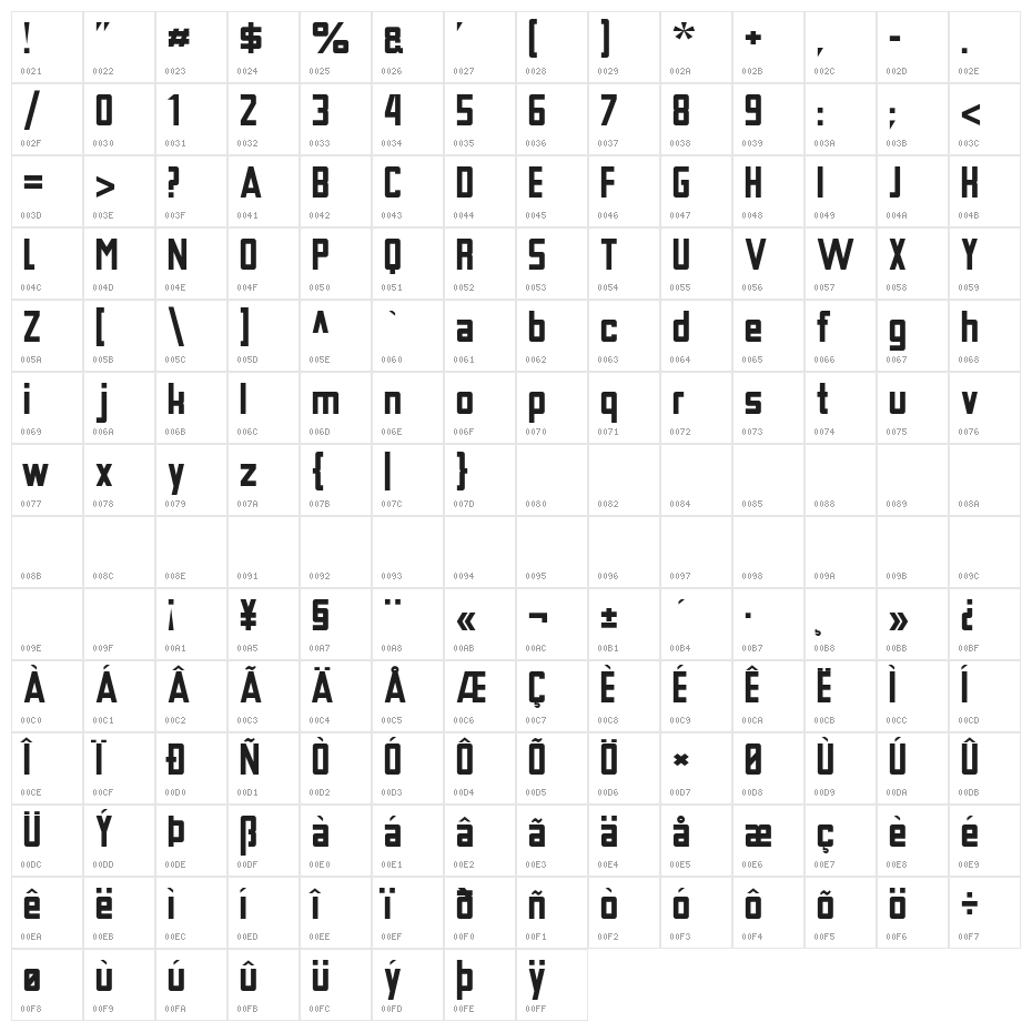 TschicholdAlternate-Bold Character Map