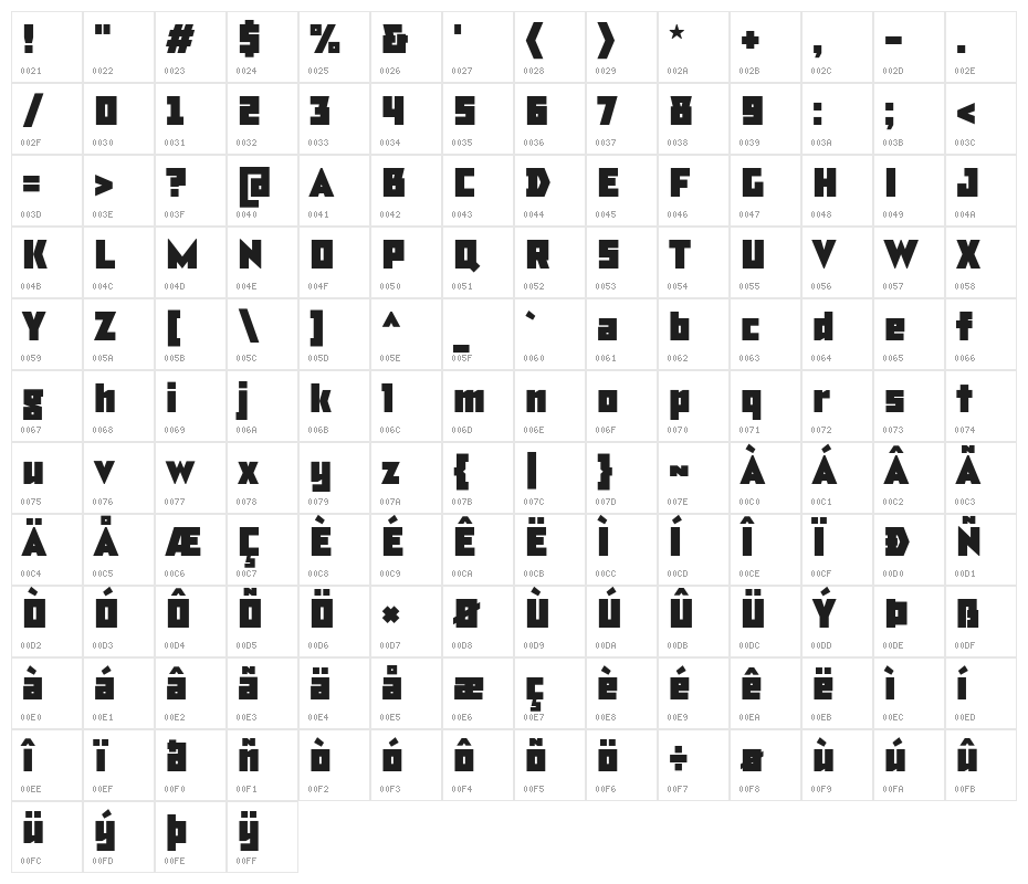 TT Bricks Trial Black Character Map