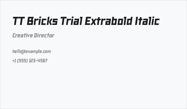 TT Bricks Trial Extrabold Italic Business Card