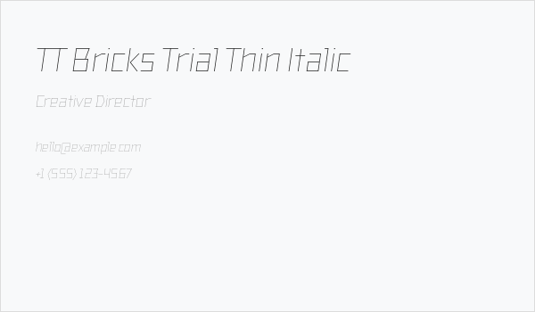 TT Bricks Trial Thin Italic Business Card